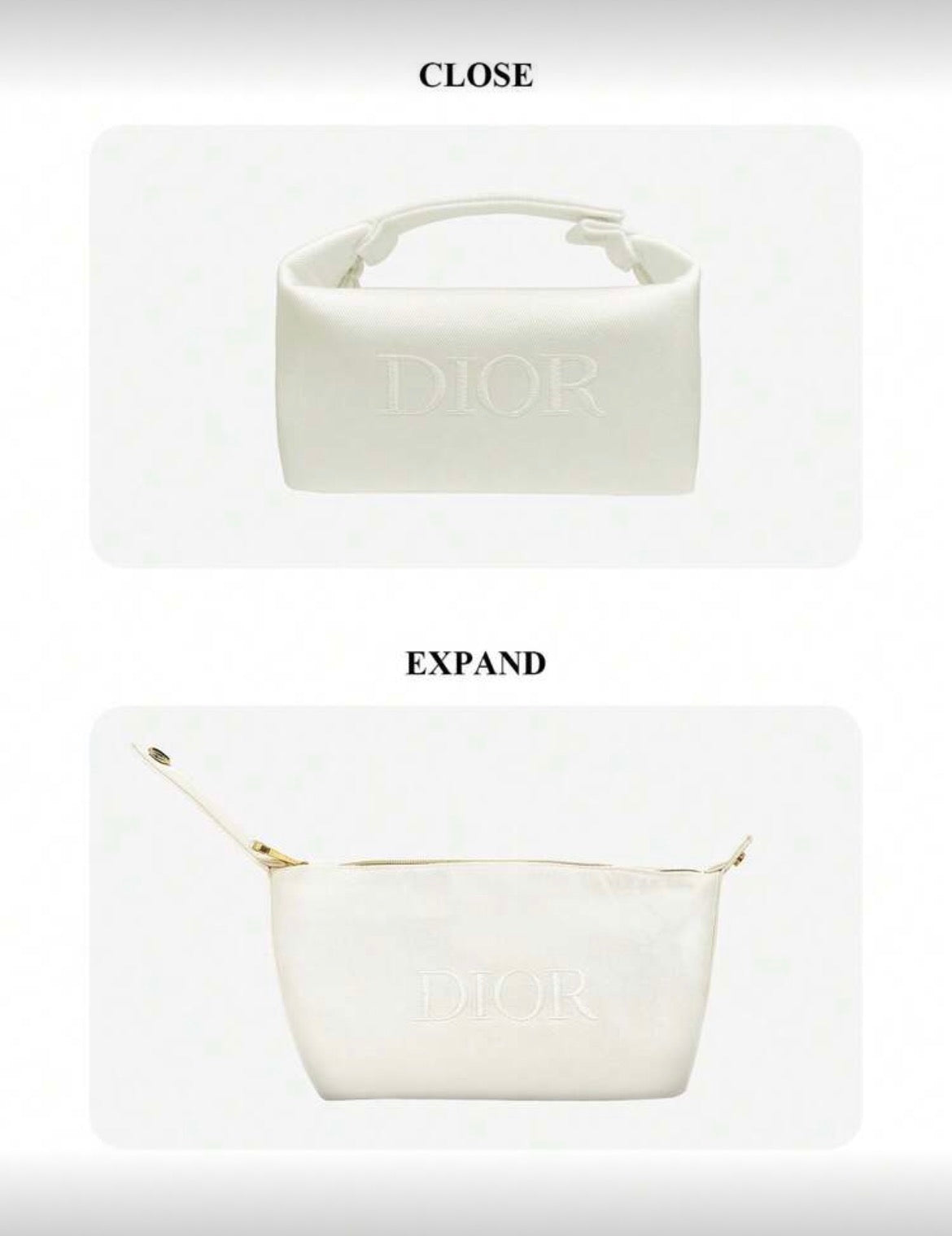 Dior Inspired Off-White Canvas Tote Makeup Bag