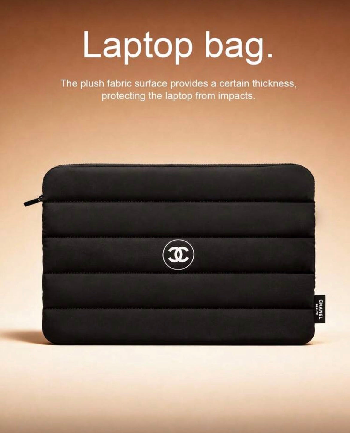 CHANEL Inspired Stylish Black Laptop & Cosmetic Bag
