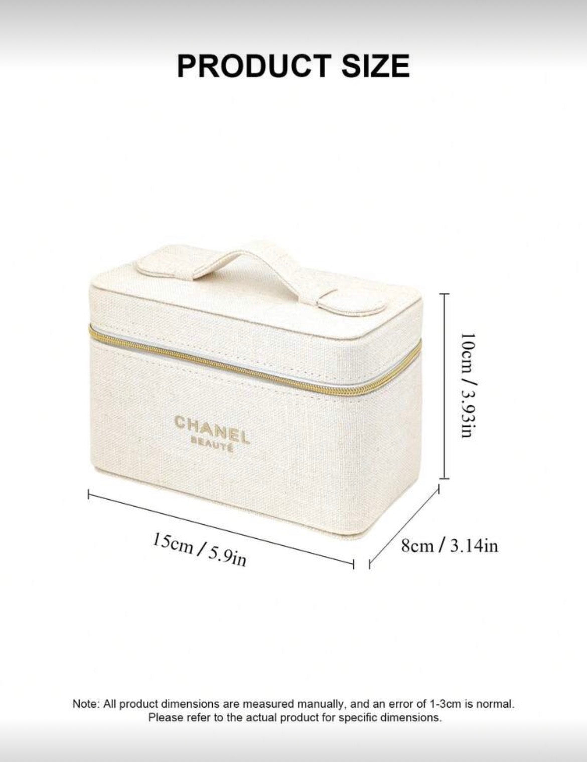 CHANEL Inspired Light Beige Makeup Bag