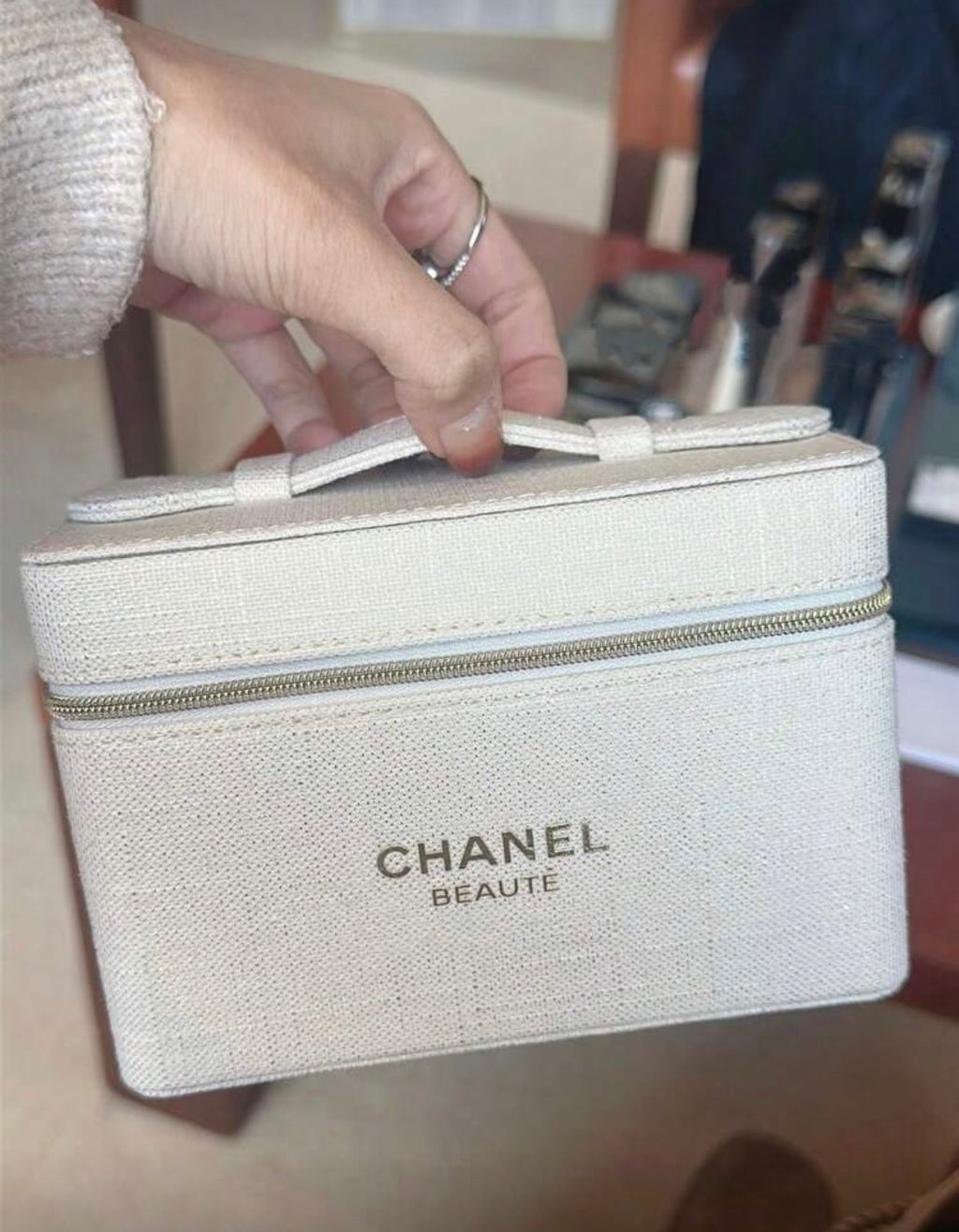 CHANEL Geïnspireerde Ligbeige Grimeersak