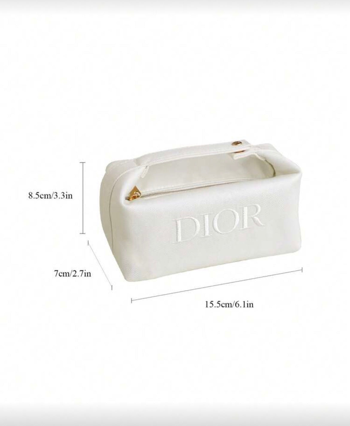 Dior Inspired Off-White Canvas Tote Makeup Bag